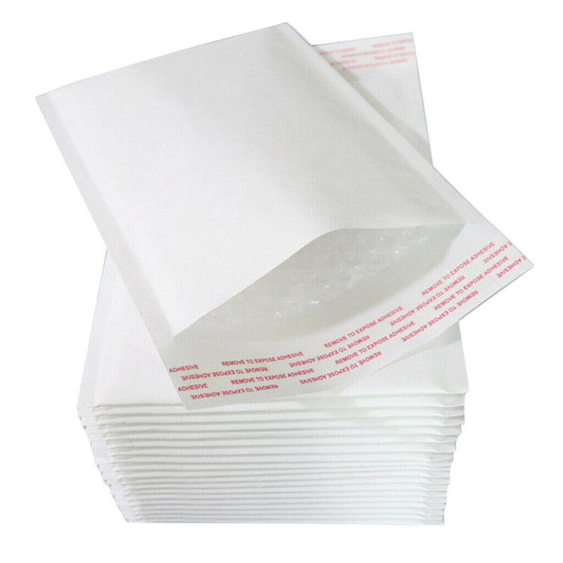 50 Pieces Bubble Padded Envelopes Self Seal Mailers Bags White 12x18cm