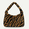 Women Winter Fur Handbag Plush Soft Shoulder Underarm Bag (Brown Zebra)