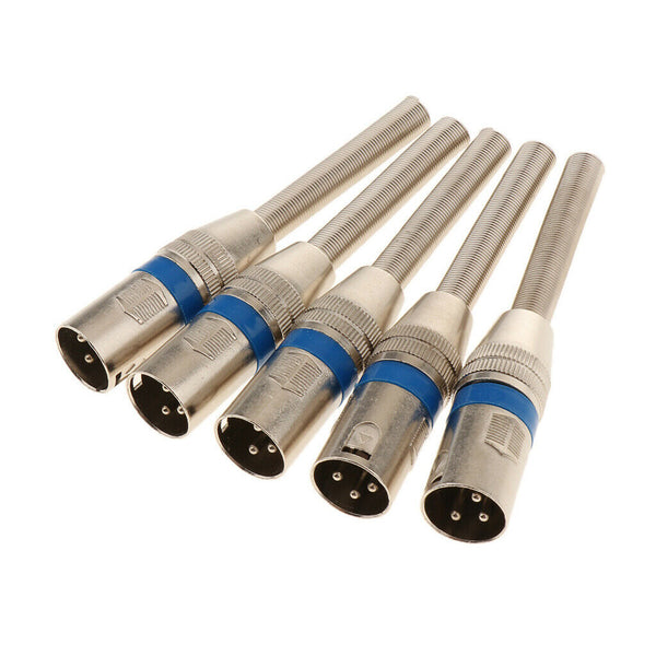5 Pack Jack Connector Stereo Male Jack Adapter with Spring Tail Connector