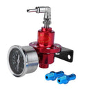 Universal Red Metal Adjustable Car Fuel Pressure Regulator with Oil Gauge A