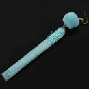 Women's Pom Pom Long Beaded Thread Tassel Drop Dangling Earrings Blue