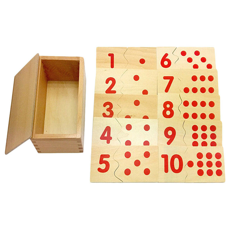 Wood Montessori Math Matching Puzzles Games 1-10 Numbers, Kids Early Learning