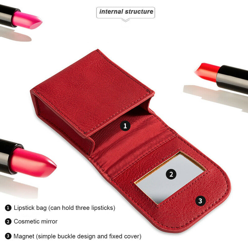 Mini Lipstick Bag PU Portable Travel Cosmetic Makeup Case Pouch (Red) A
