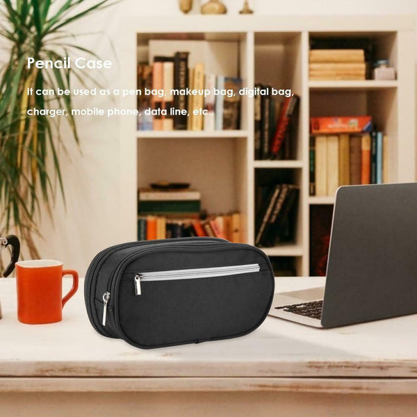 Student Simple Black Oxford Large Capacity Bag Stationery Creative Cosmetic Case