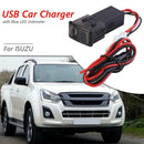 For ISUZU USB Car Charger with Blue LED Voltmeter 2.1A USB Charger Socket A