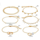 6Pcs/set Boho Bracelet Set Women Tassels Leaves Circular Chains Bangle Jewe o Hn