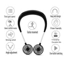 Black Portable Mini Double Head Fan Neckband Fan With Usb Rechargeable Air  E9B6