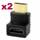 2X Right Angle HDMI Cable Adapter Male to Female Connector 270 90 Degree NEW