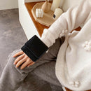 Women Solid Mini Wrist Bag Leather Purse Wristlet Clutch Handbag (Black)