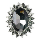 5x Alloy Crystal Oval Craft Button Jewelry Making Accessories Findings Black