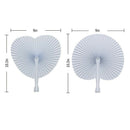 50 Pack White Folding Fans - Round And Heart Shaped Handheld Folding Accord
