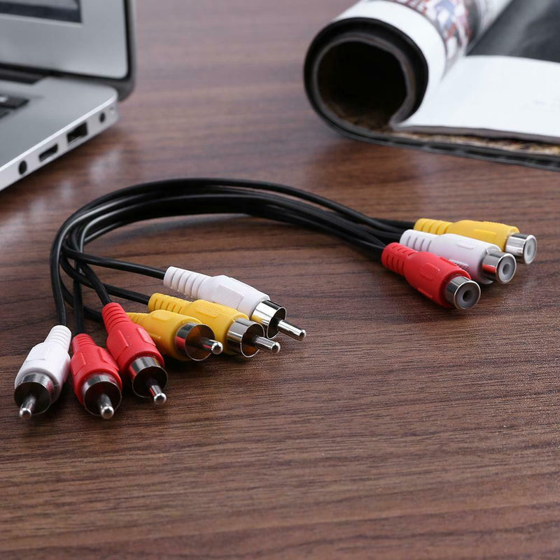 25cm 3 RCA Female Jack to 6 RCA Male Plug Audio Video AV Adapter Cable