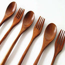 Wooden 8.9-inch Spoons and Forks for Desserts Chips Snacks Cereal Salad Fru