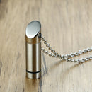Stainless Steel Cylinder Tube Urn Ash Memorial Keepsake Chain Necklace