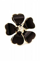 Women Flower Crystal Rhinestone Ear Stud Earrings Black