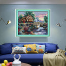 Pre-Printed House Pattern Cross Stitch Kits 14CT for Adults DIY Wall Hangs