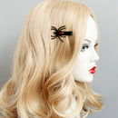 Girl Gothic Black Spider Hair Clip Red Rhinestone Halloween Party Makeup Pl