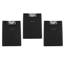 3 Pieces A5 Document Storage Clipboard Black PU Leather for Office Black