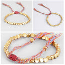 Lucky Rope Handmade Tibetan Buddhist Braided Cotton Copper Beads Bracelet