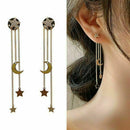 2021 Crystal Star Moon Long Tassel Chain Earrings Women's Drop Dangle Jewelry US