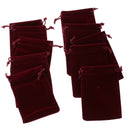 10 pieces Velvet Bags Wedding Party Gift Drawstring Jewelry Pouches Wine Red