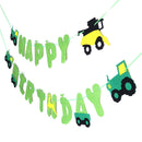 green tractor happy birthday banner garland for construction vehicle party-AU3C