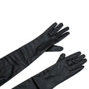 Women's/Ladies' Long Soft Artificial Leather Gloves--Black P9E1