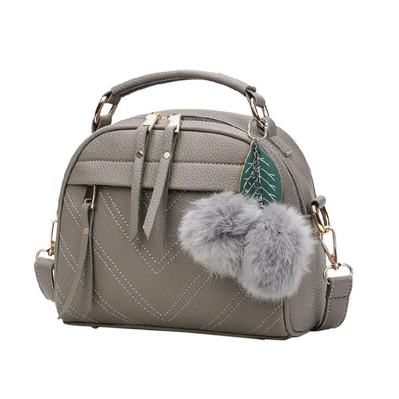 Women Messenger Handbag Shoulder Bag PU Leather Satchel Sling Bag/Grey