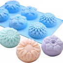 6 Cavity Flower Shaped Silicone DIY Handmade Soap Candle Cake Mold SuppliesBX