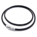 Jewelry Men's Necklace - Chain - 3mm Cord - Leather - Stainless Steel - for X1Q3