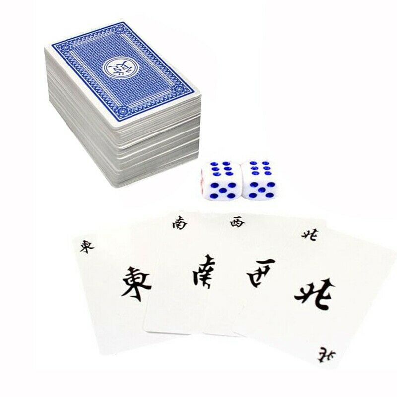 144Pcs/Set Mah Jong Paper Mahjong Chinese Playing Cards Game With 2Pcs Dice B6C7