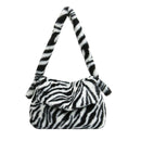Casual Zebra Pattern Shoulder Envelope Bag Women Plush Big Capacity Satchel