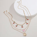 Acrylic Butterfly Heart Pendant Necklace Women Multilayer Cherry Choker JewSEAU