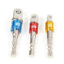 3pcs/set Socket Bit Adapter Drill Nut Driver Power Extension 1/4 3/8 1/2 3C