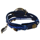Retro Weave Wrap Around Leather Bracelet Lady Wrist Watch Quartz Watch (blu