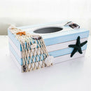 Wood Tissue Box Cover Shell Fishnet Beach Pumping Tray Tissue Holders (Star
