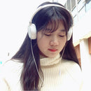 Wired Computer Headset Stereo Heavy Bass Earphones Over Ear White with Mic