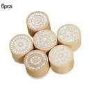 6PCS DIY Scrapbook Wood Rubber Stamp Mandala Flower Album Photo Card Stamps