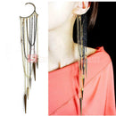 Gothic Punk Rock Spike Long Dangle Chain Tassel Ear Bone Cuff Wrap Clip E CSE