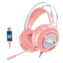 X9 Wired USB Gaming Headset 7.1 with Mic 7 LED Light for  PC Laptop Pink