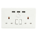 Durable With 3 USB Charger Outlet Smart Wall UK Plug Portable Electronic Socket