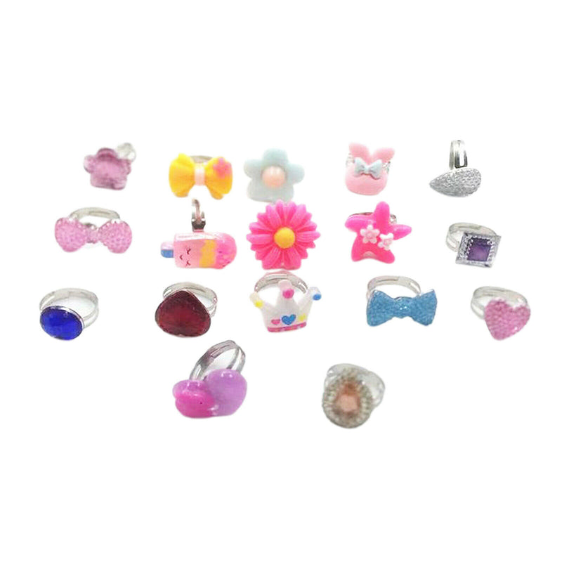 Little Girl Lovely Jewel Rings in Box Girls Play Dress Up Pretend Play Rings