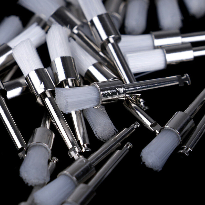 100Pcs Dental Polishing Polisher Prophy Cup Brush Brushes Nylon Latch Flat BDSE
