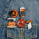 Set of 5 Creepy Horror Halloween Pumpkin Enamel Lapel Pin Evil Ghost Witch
