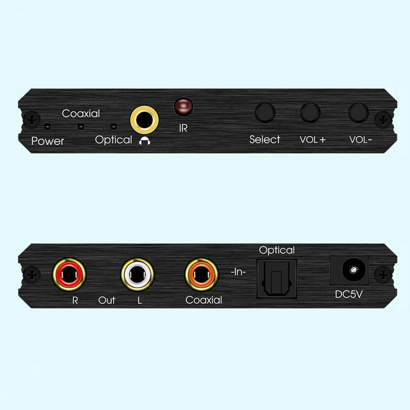 192KHz USB DAC Digital to Analog Audio Converter, with Remote, Bass Adjustment,
