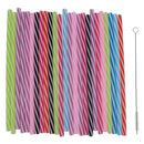 25x Colorful Reusable Hard Plastic Jar Straws+1x Brush Home Party Tableware