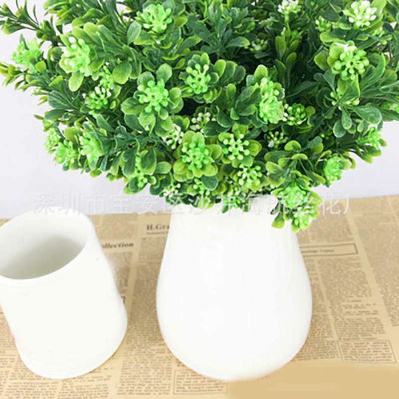 12pcs 7 Fork Water Grass Eucalyptus Plastic Artificial Plants Green Gras GWT