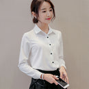Fashion Women's Shirt Long Sleeve Casual Chiffon Shirt Pure Color Tops Clas