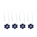 Crystal Rhinestone Wedding Bridal Flower Hair Clip Hairpin (Blue) R6S4