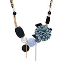 Women Geometric Fabric Flower Elegant Exquisite Necklace Jewelry Blue